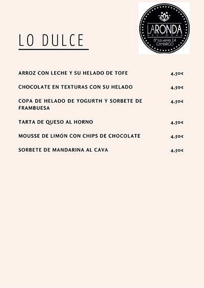 Carta de La Ronda Restobar