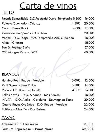 Carta Restaurante Make