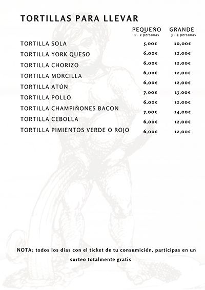 Carta Restaurante La Fuente