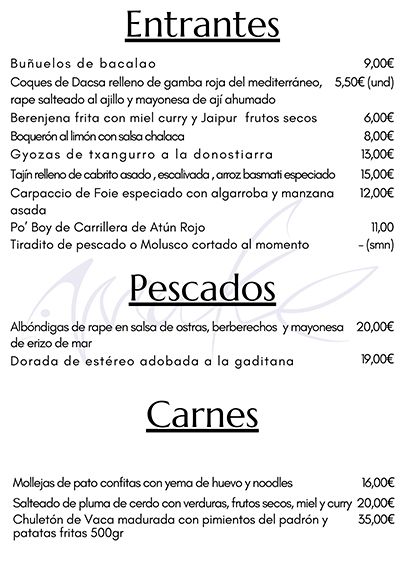 Carta Restaurante Make